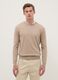 Beige crew neck pullover in regular fit cotton blend_0