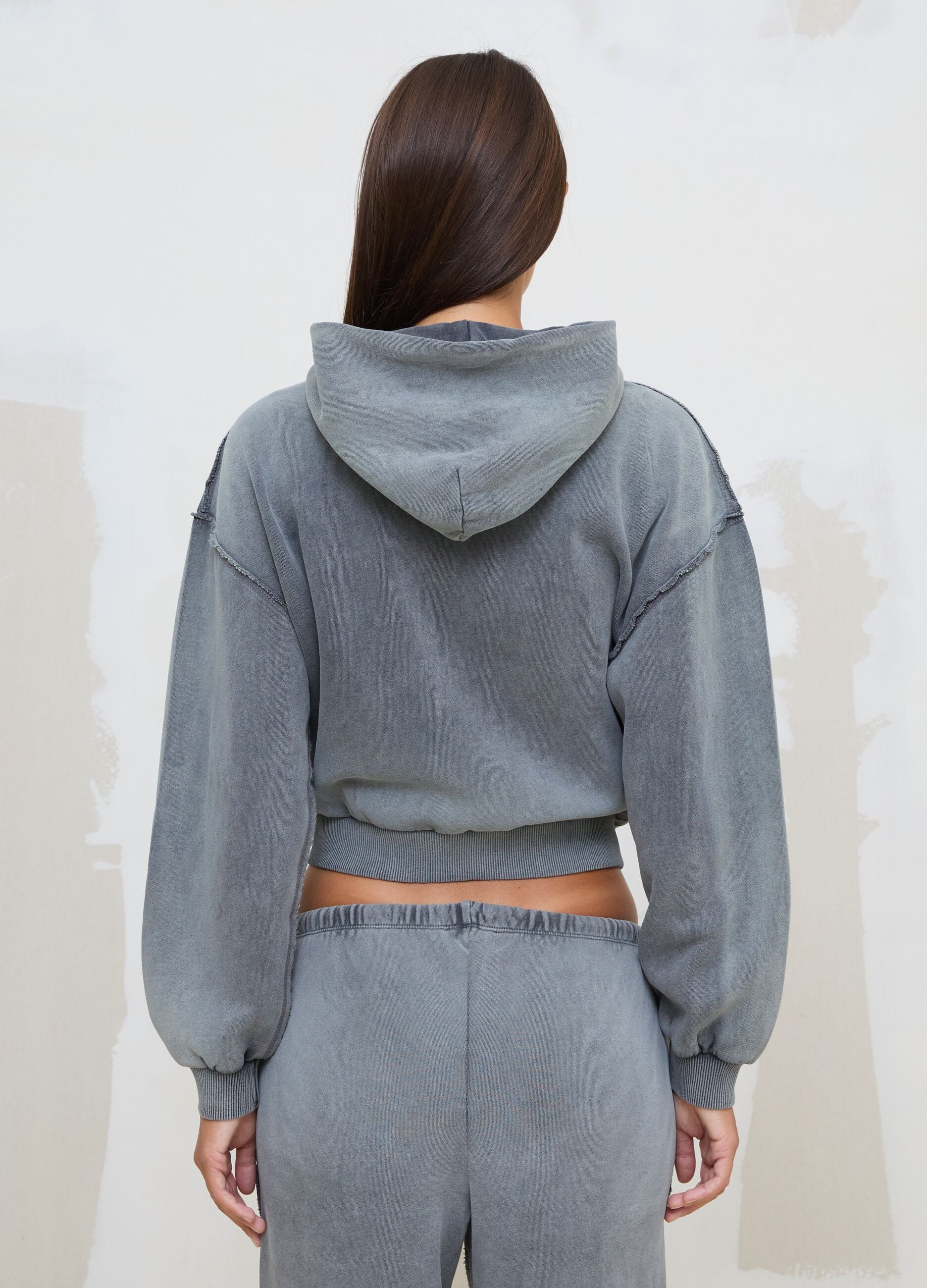 Sun-Faded Full-Zip Hoodie in Vintage Grey