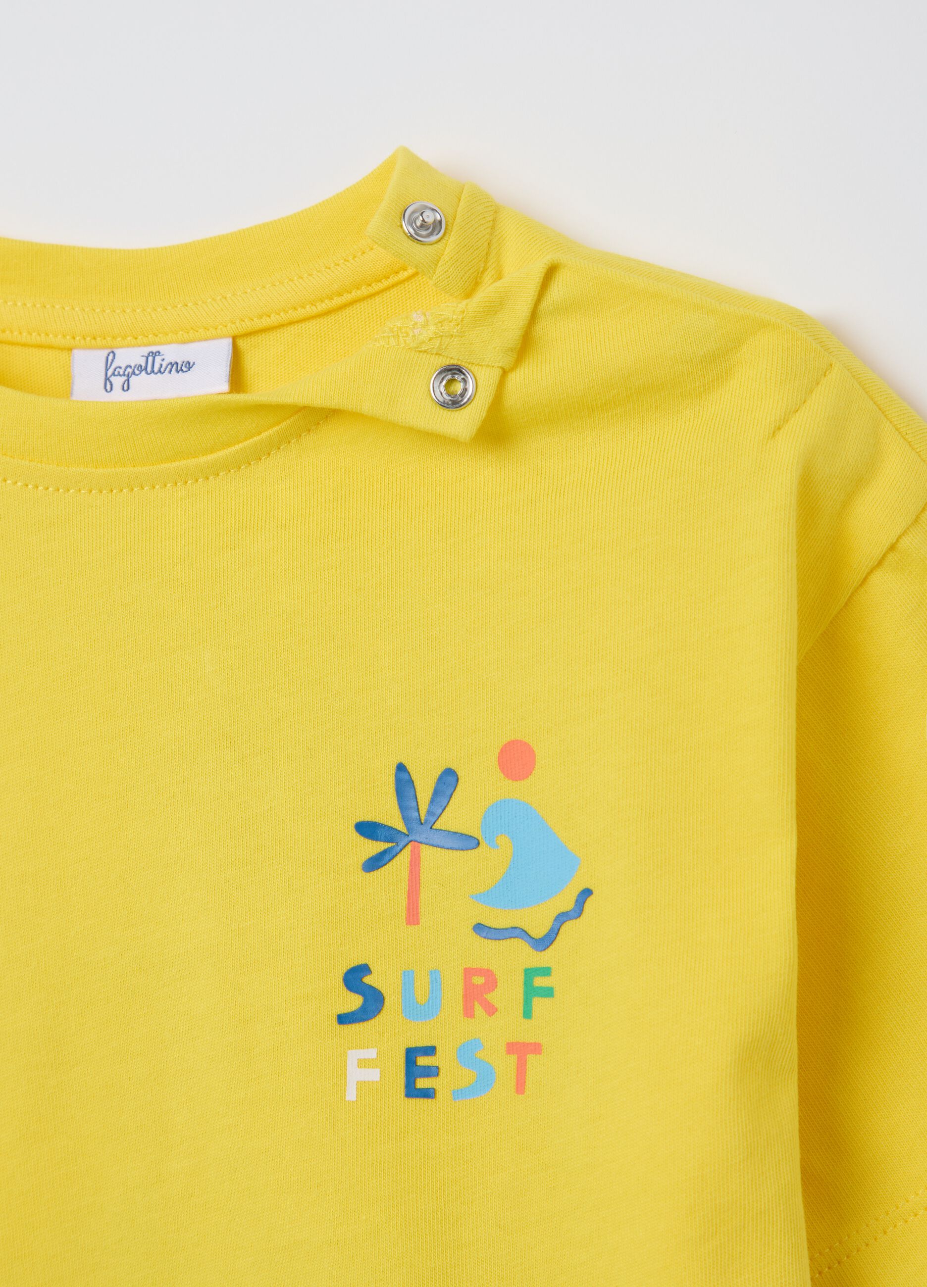 Yellow cotton T-shirt with "Surf Fest" print