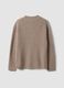 Beige marl pure cashmere deep V-neck oversized jumper_2