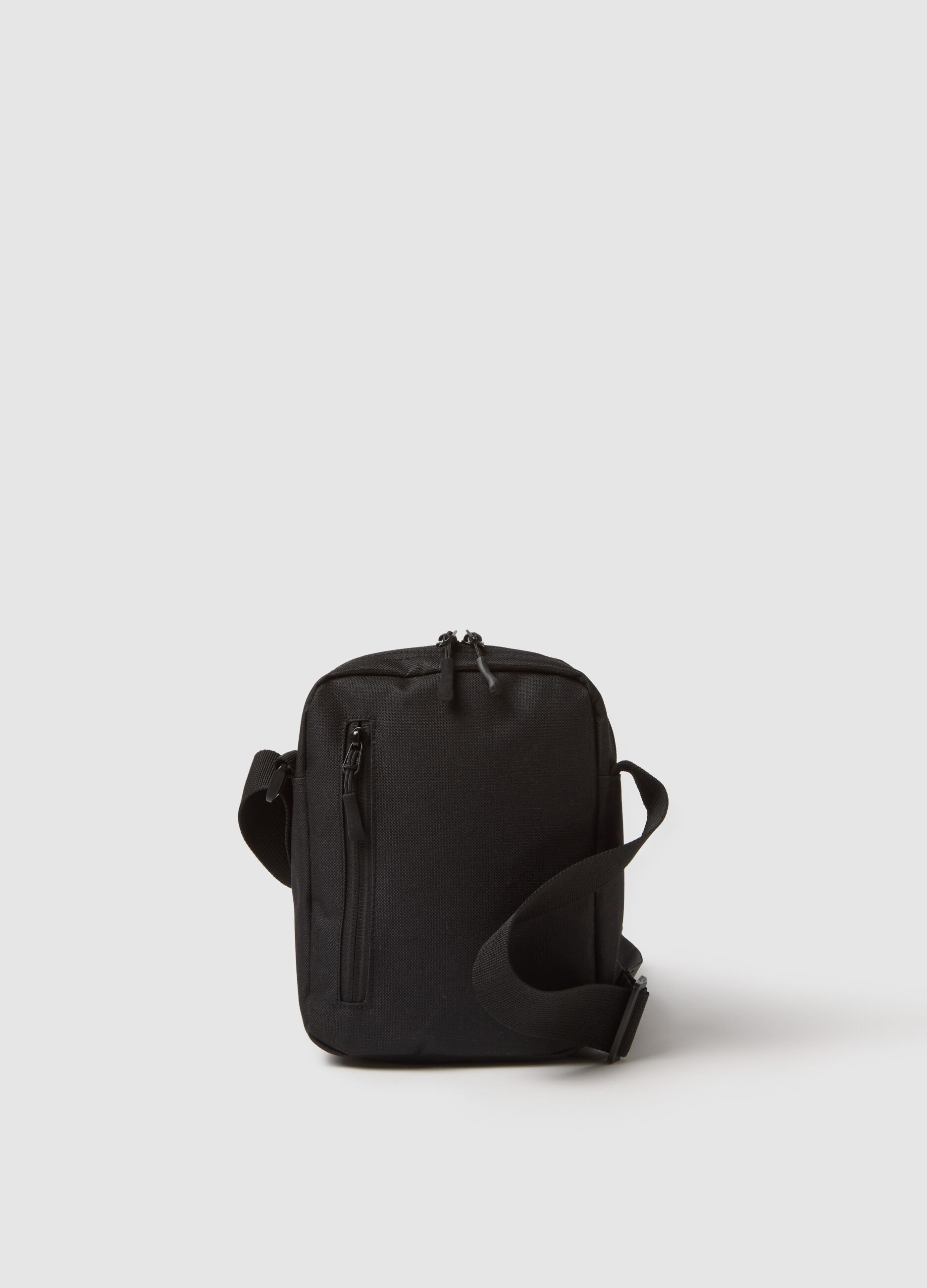 Black Shoulder Bag with Zip Pockets