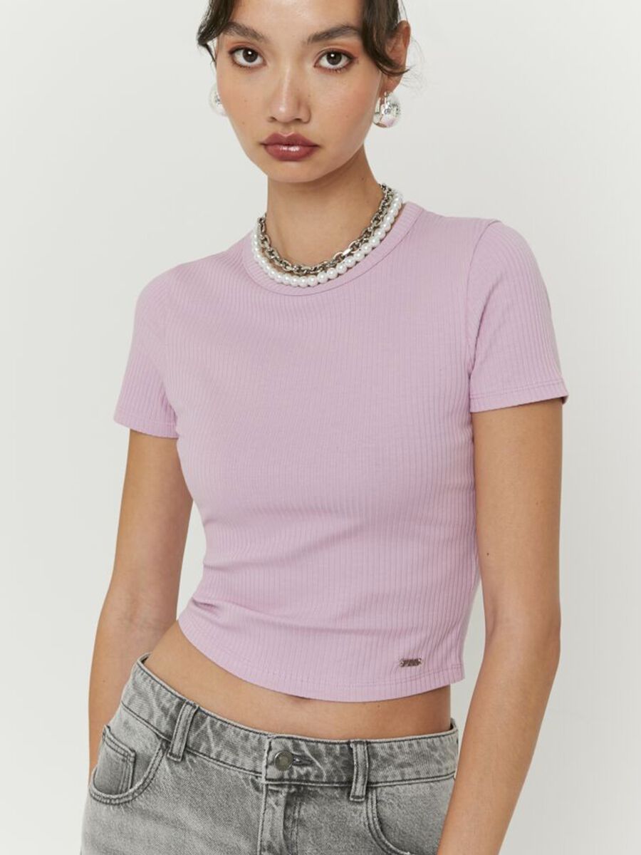 T-shirt in cotone elasticizzato rosa regular fit_2