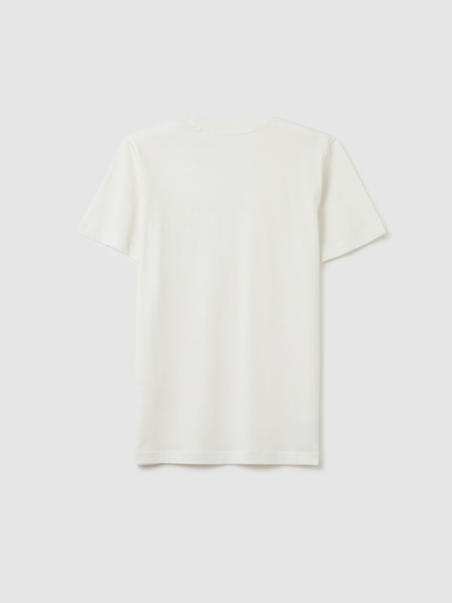 Boy's white pure cotton regular fit t-shirt with print_1