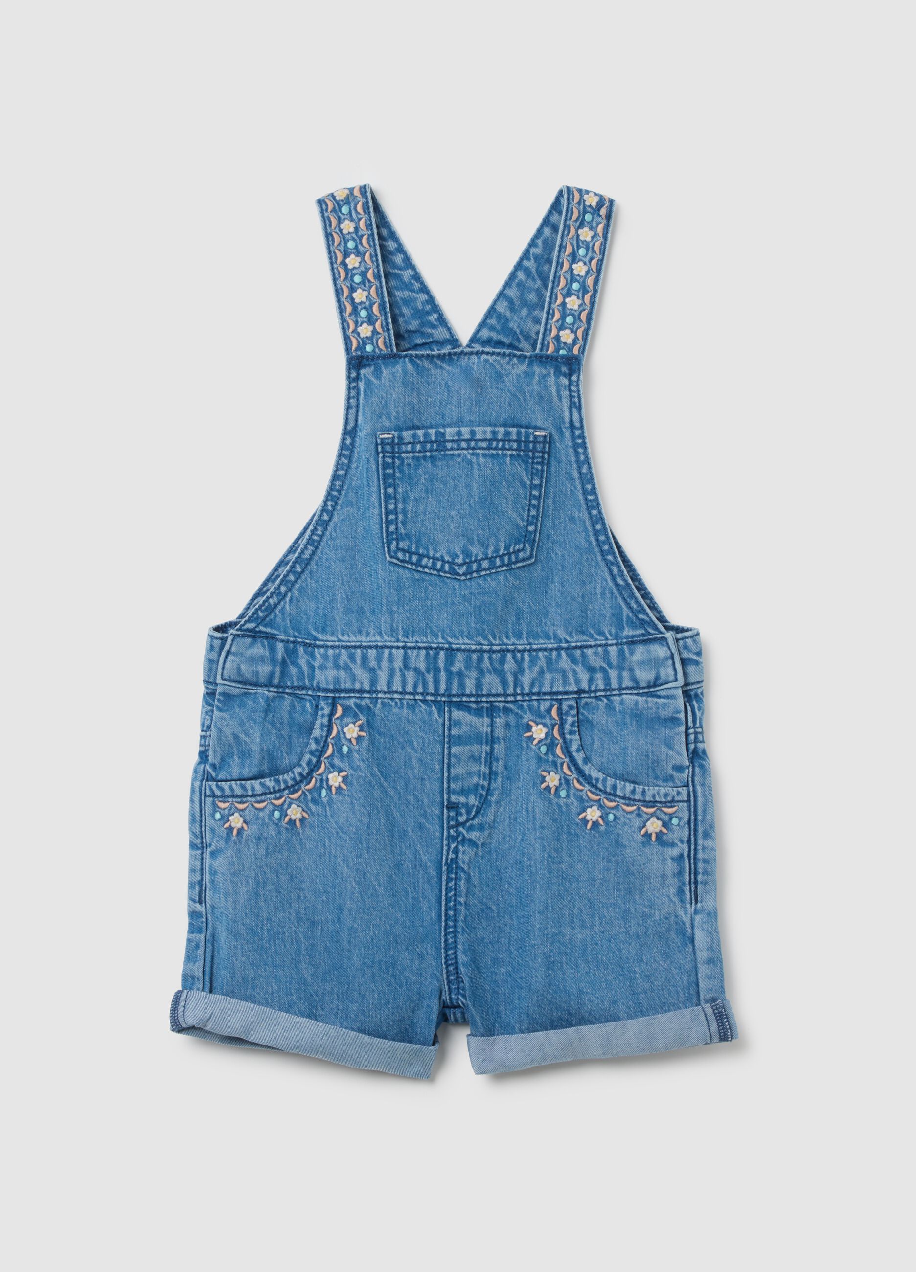 Salopette corta da bambina in denim regular fit
