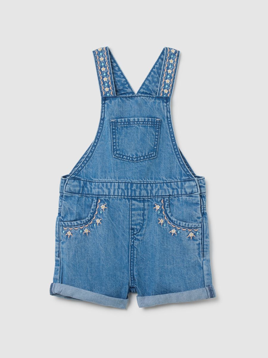 Girls' regular fit denim short overalls_0