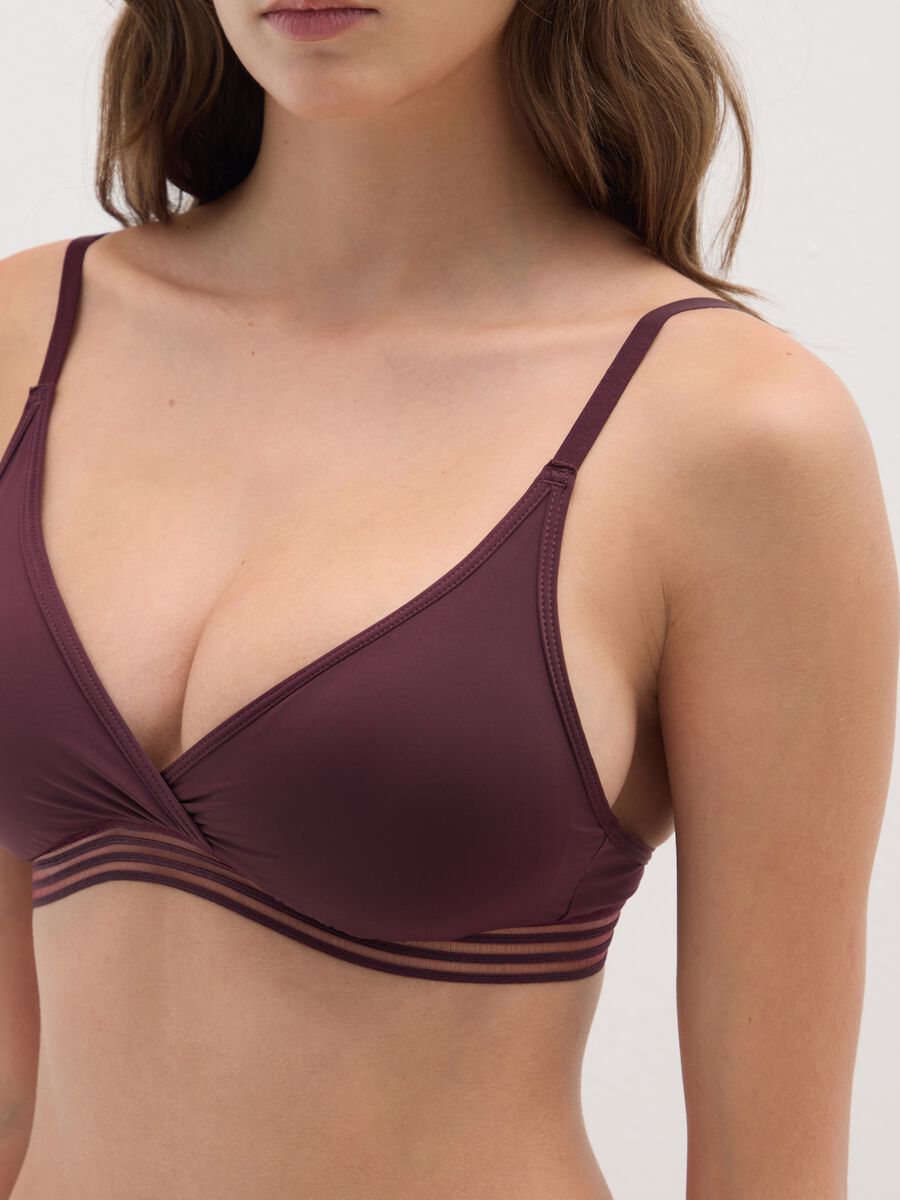 Reggiseno a triangolo imbottito in tessuto elasticizzato marrone_2