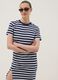 Abito maxi blu in cotone elasticizzato a righe_1