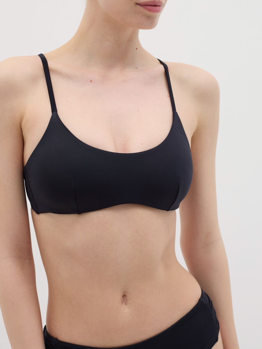 Black bralette bikini top with removable padding_1