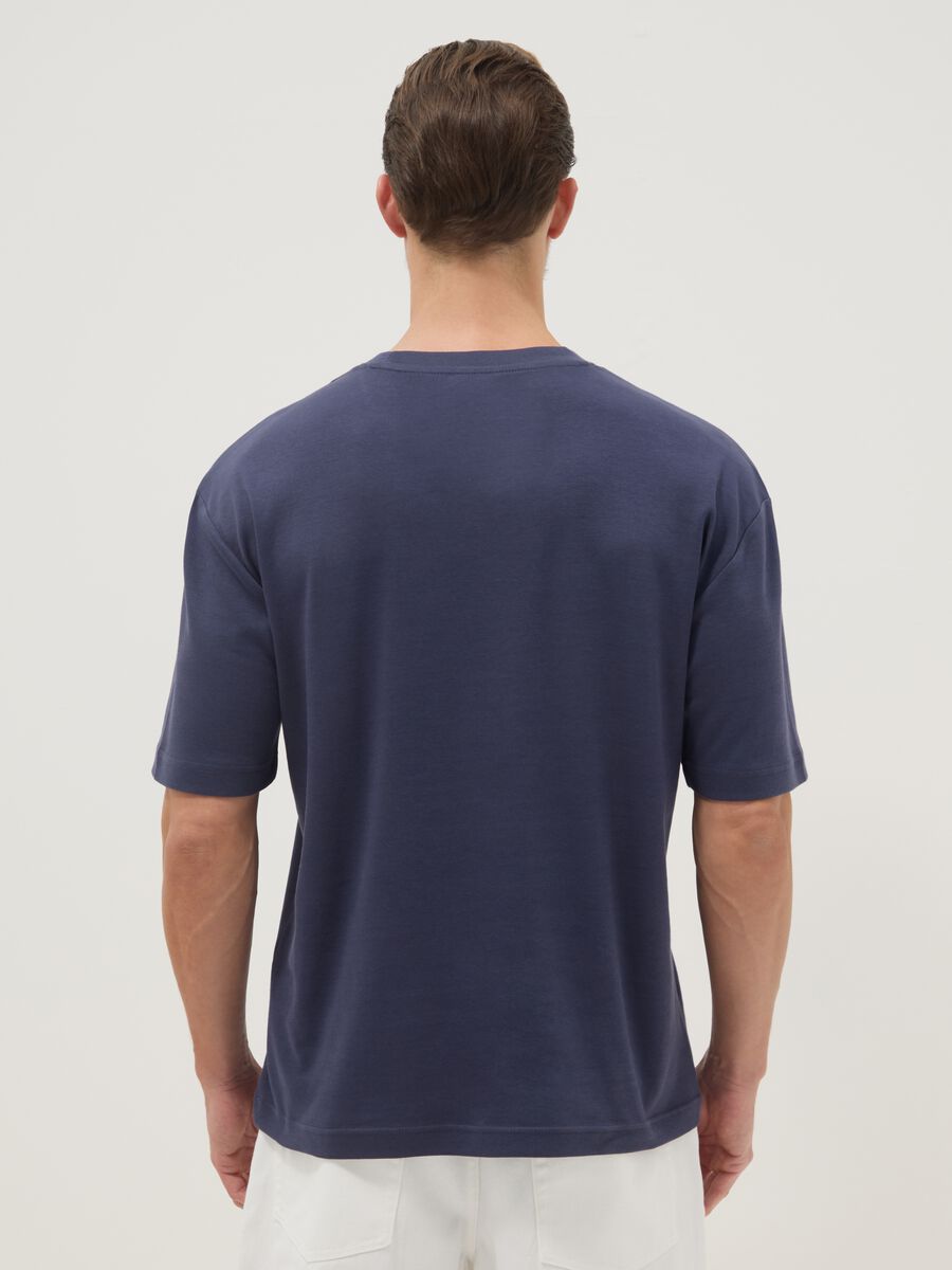 T-shirt a maniche corte in puro cotone blu relaxed fit_2