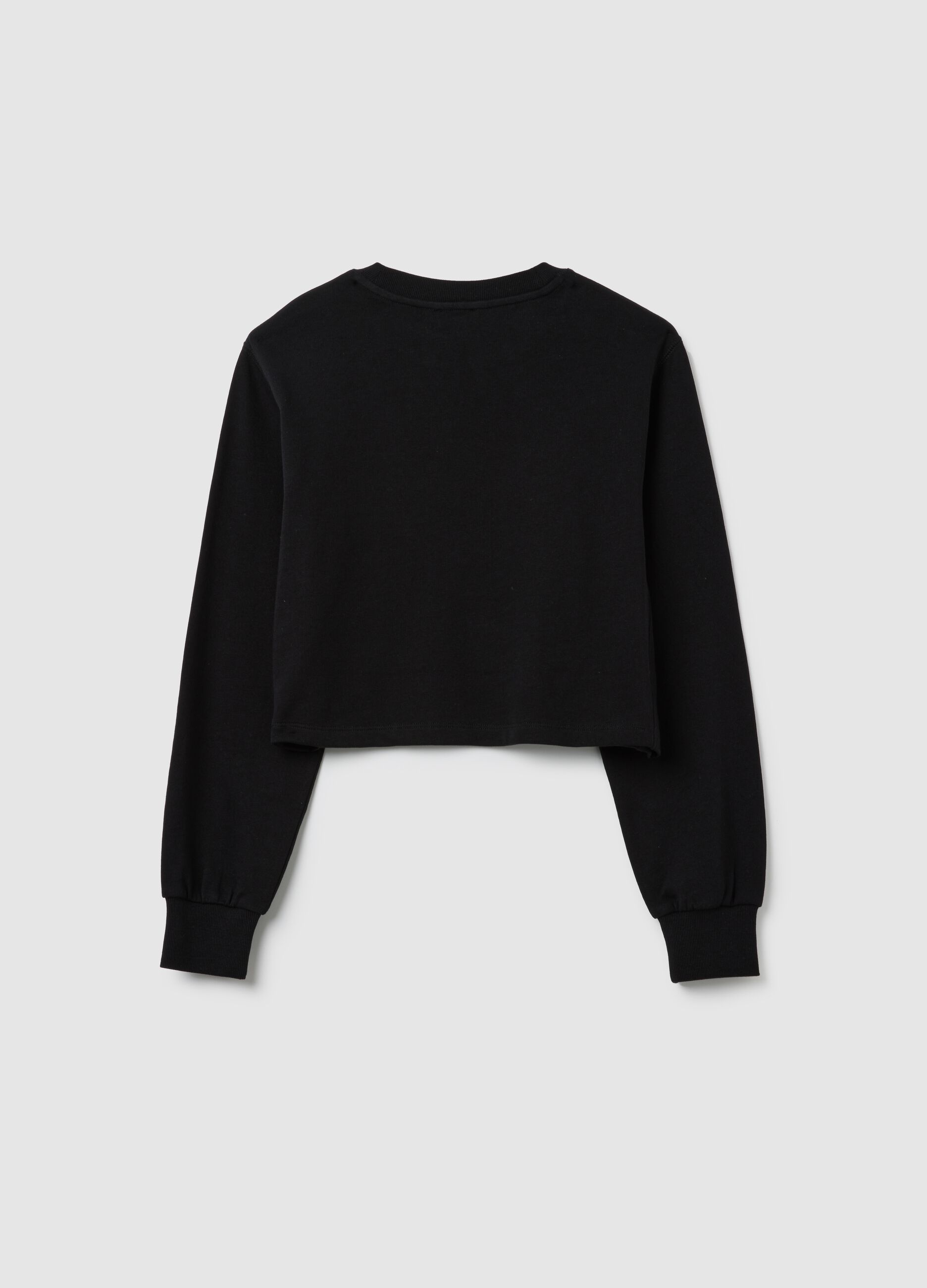 Girls' black regular fit pure cotton cropped top