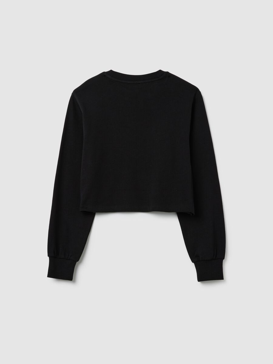 Girls' black regular fit pure cotton cropped top_1