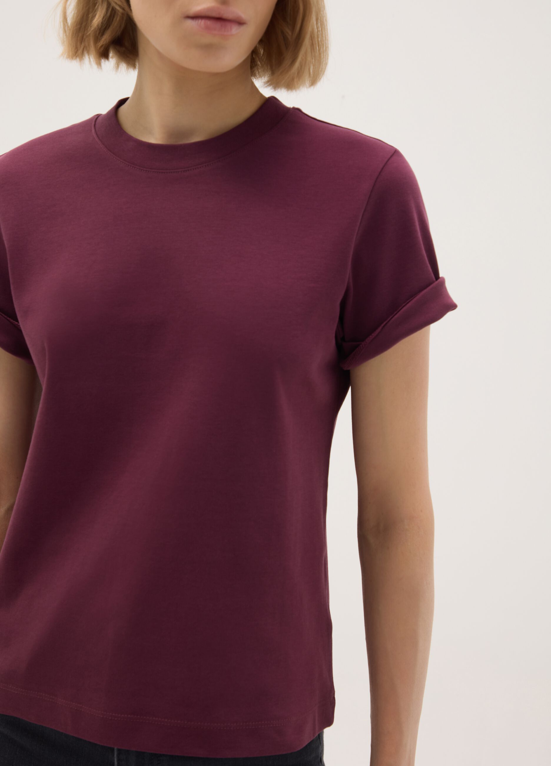 Purple pure cotton regular fit T-shirt