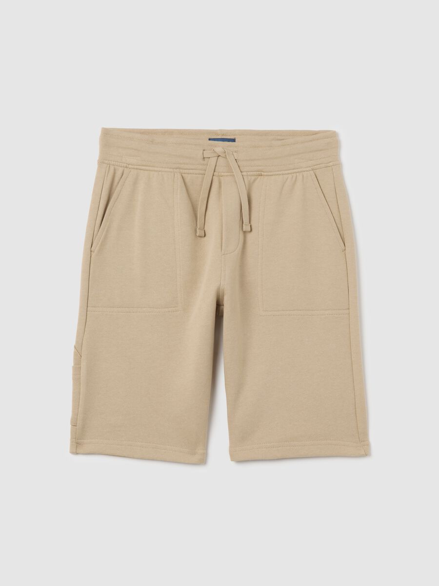 Beige organic cotton shorts for boys_3