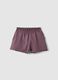 Girls' purple pure cotton shorts with relaxed fit_3