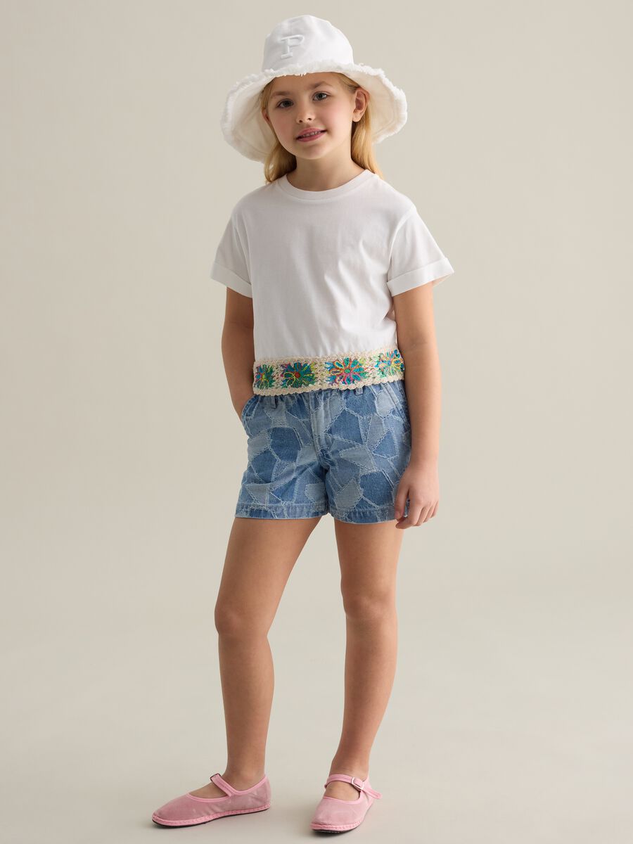Patchwork-effect shorts in denim_1