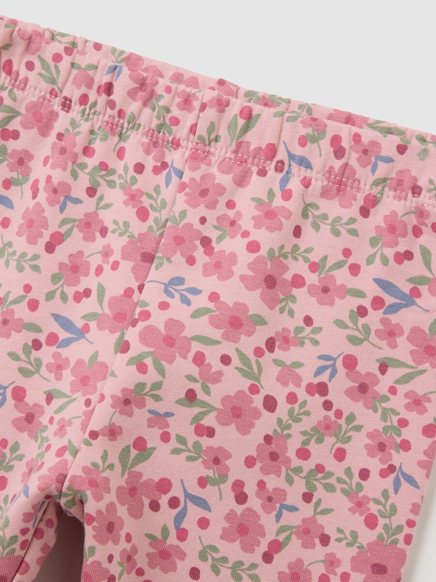 Completo da bambina in misto cotone rosa con fantasia floreale_3