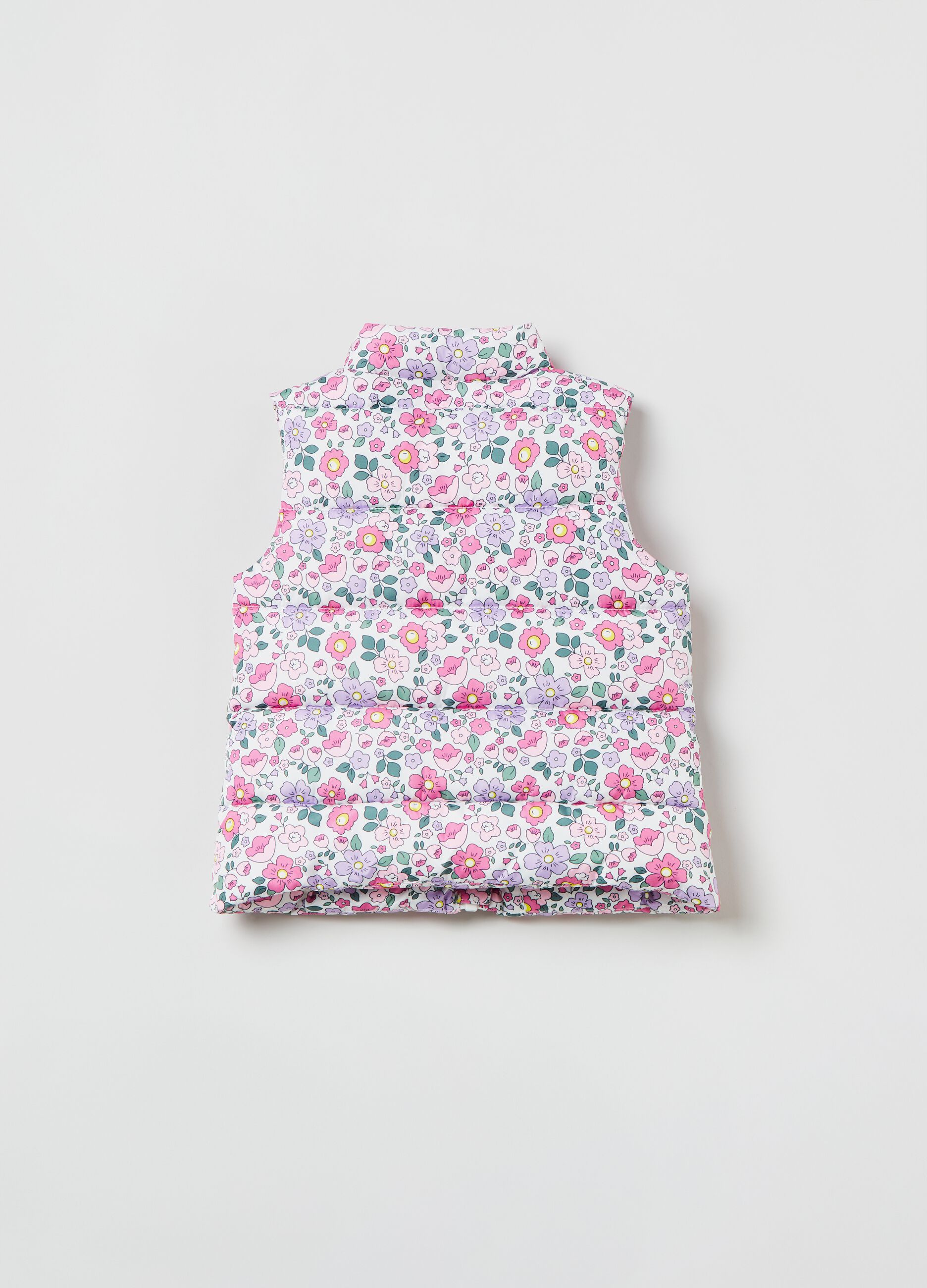 Full-zip gilet with floral print