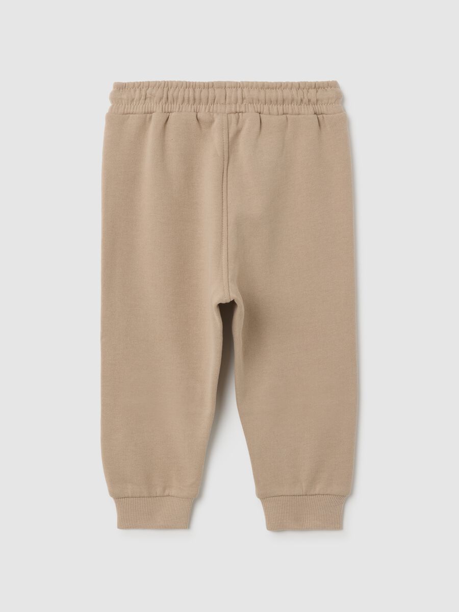 Baby trousers in pure beige cotton regular fit_1