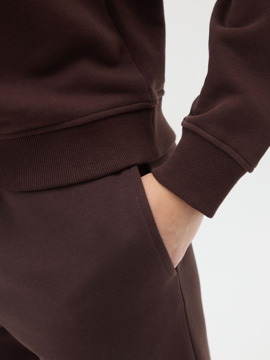 Brown crew neck cotton blend sweatshirt_3