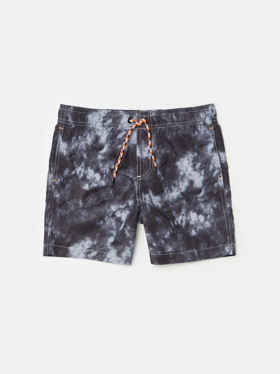 Tie-dye swimming trunks with drawstring_0