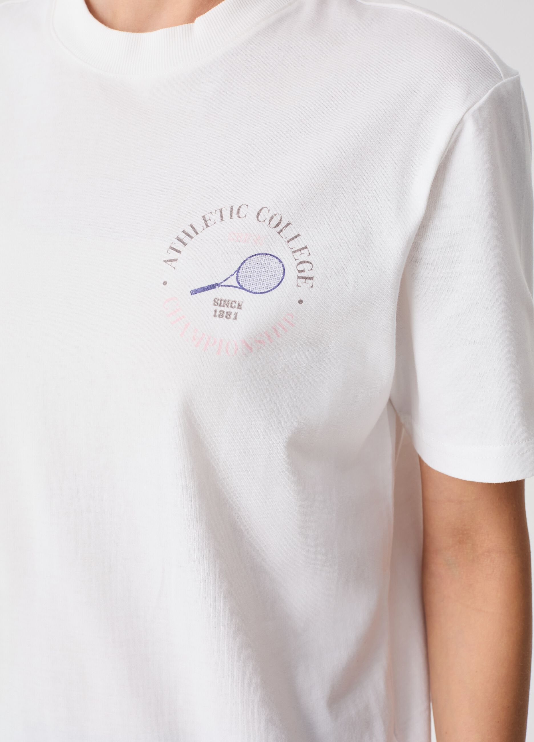 SLAZENGER cotton T-shirt with tennis motif print