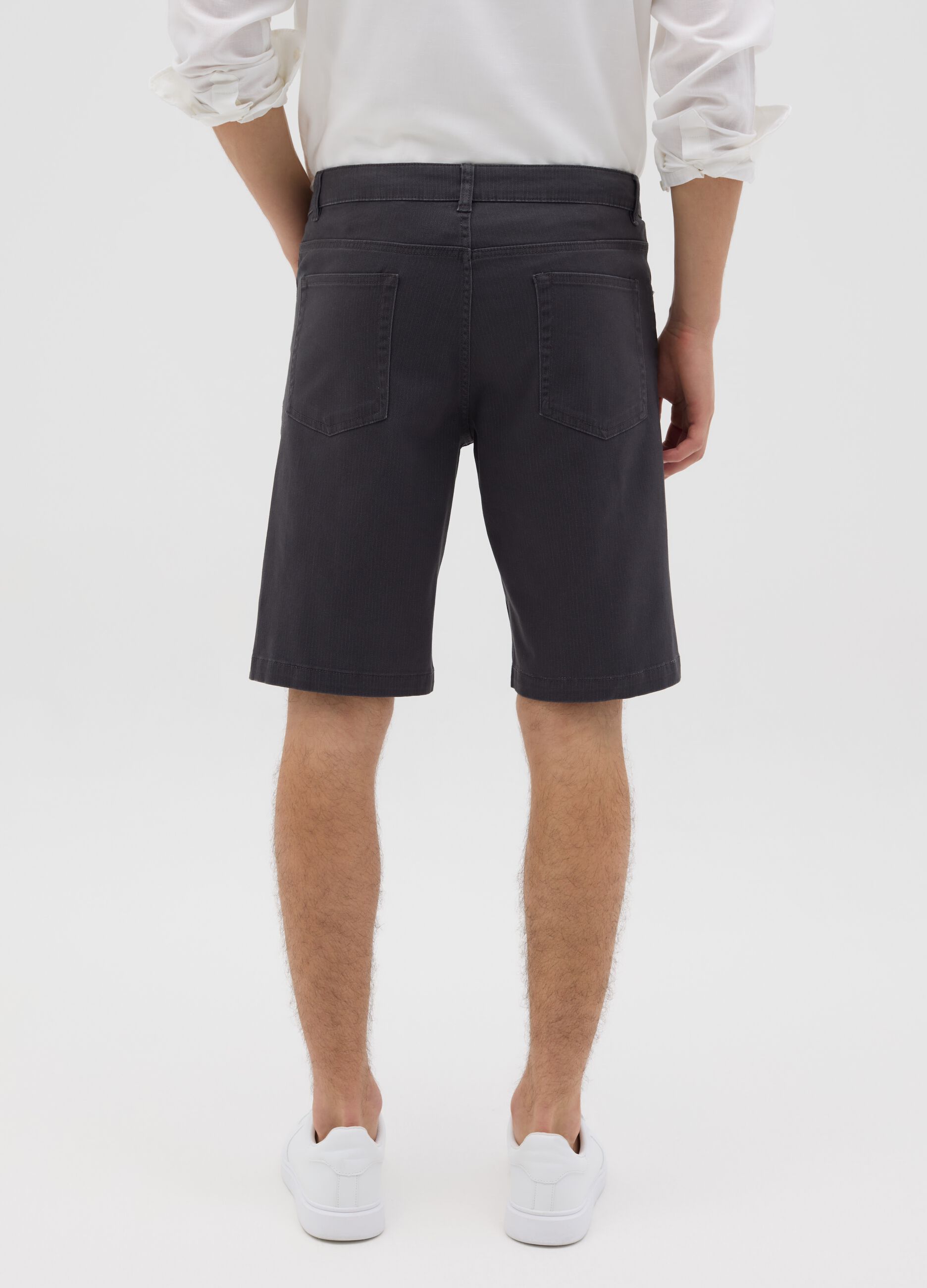 Regular black stretch cotton shorts