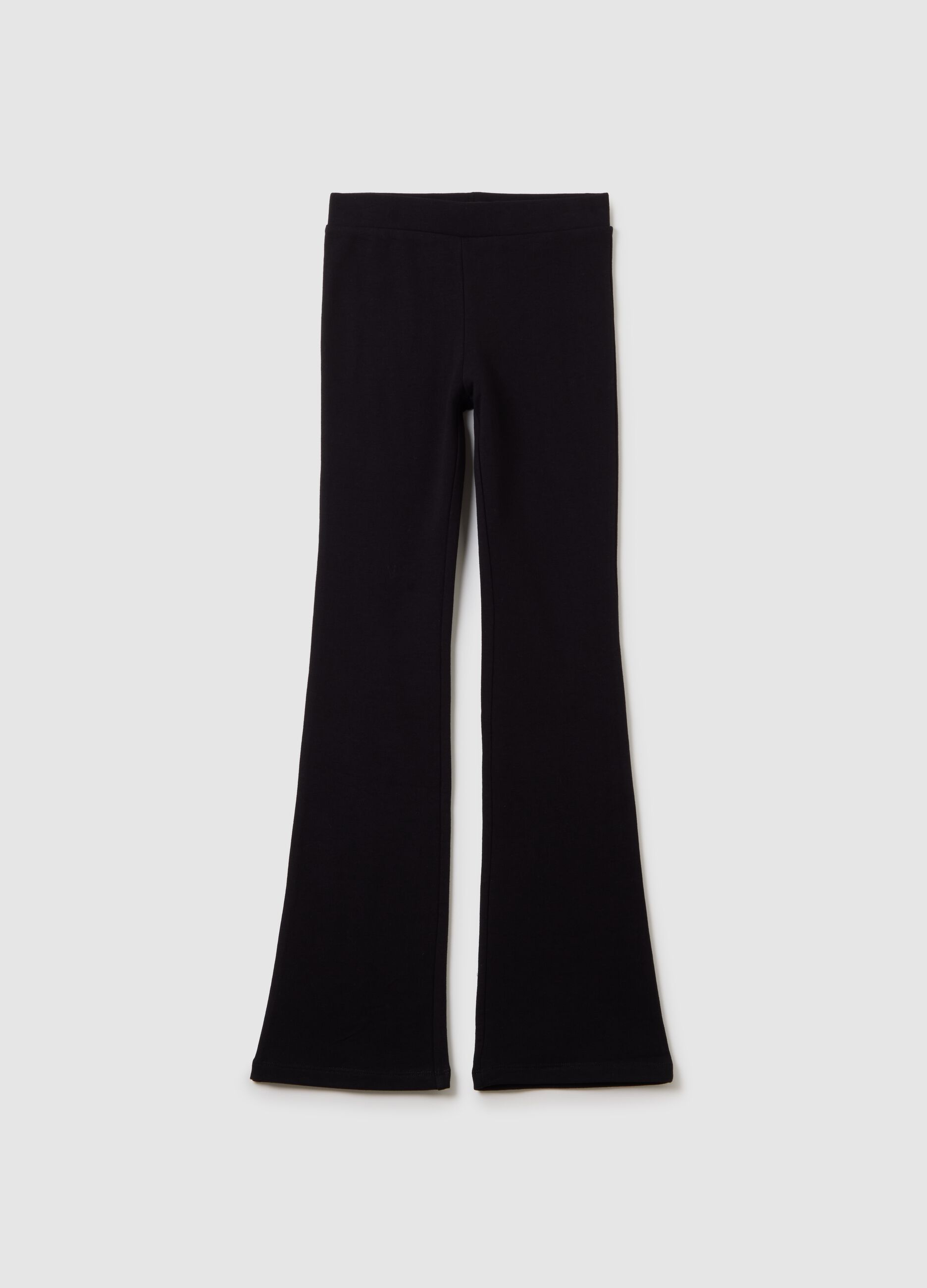 Girls' black stretch cotton blend flare leggings