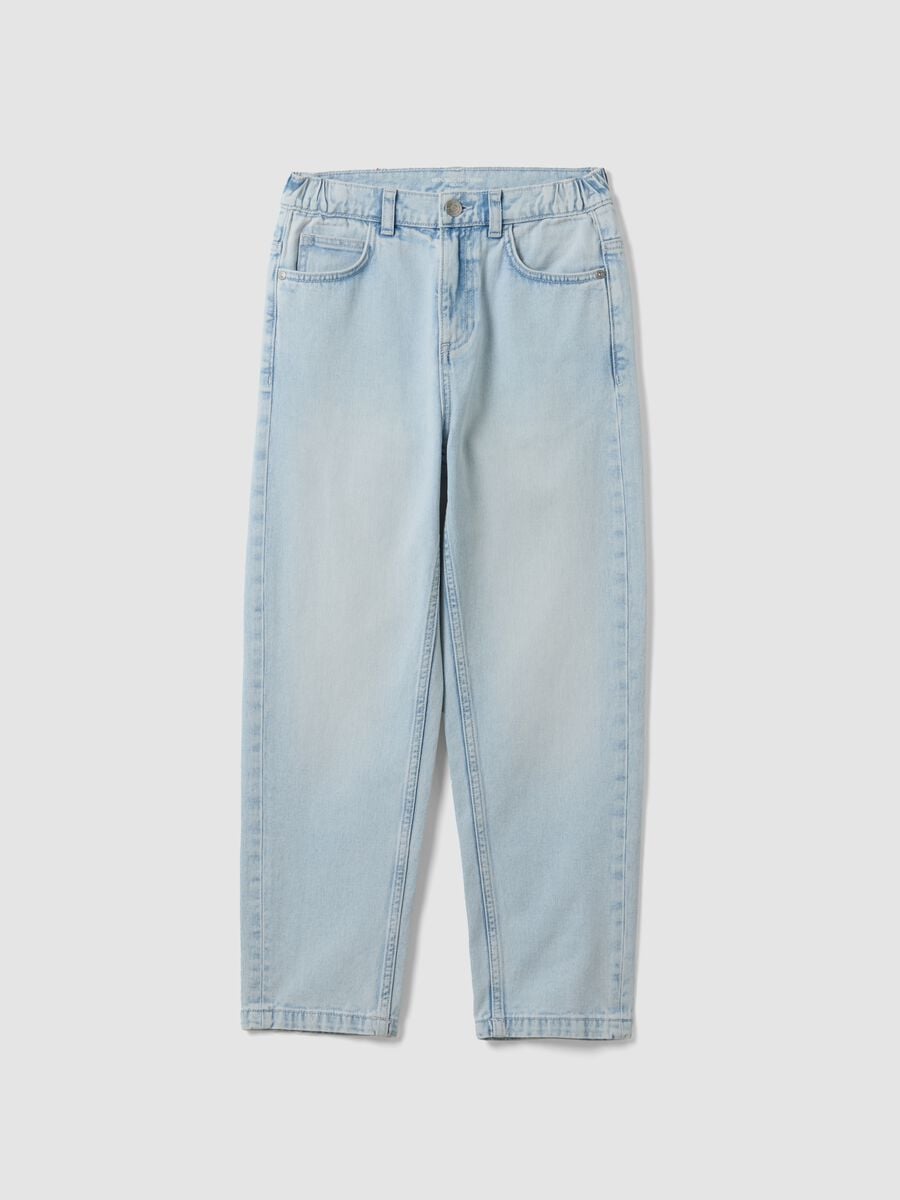 Light blue pure cotton relaxed-fit jeans for boys_0