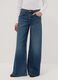 Blue pure cotton low-rise wide-leg jeans_1