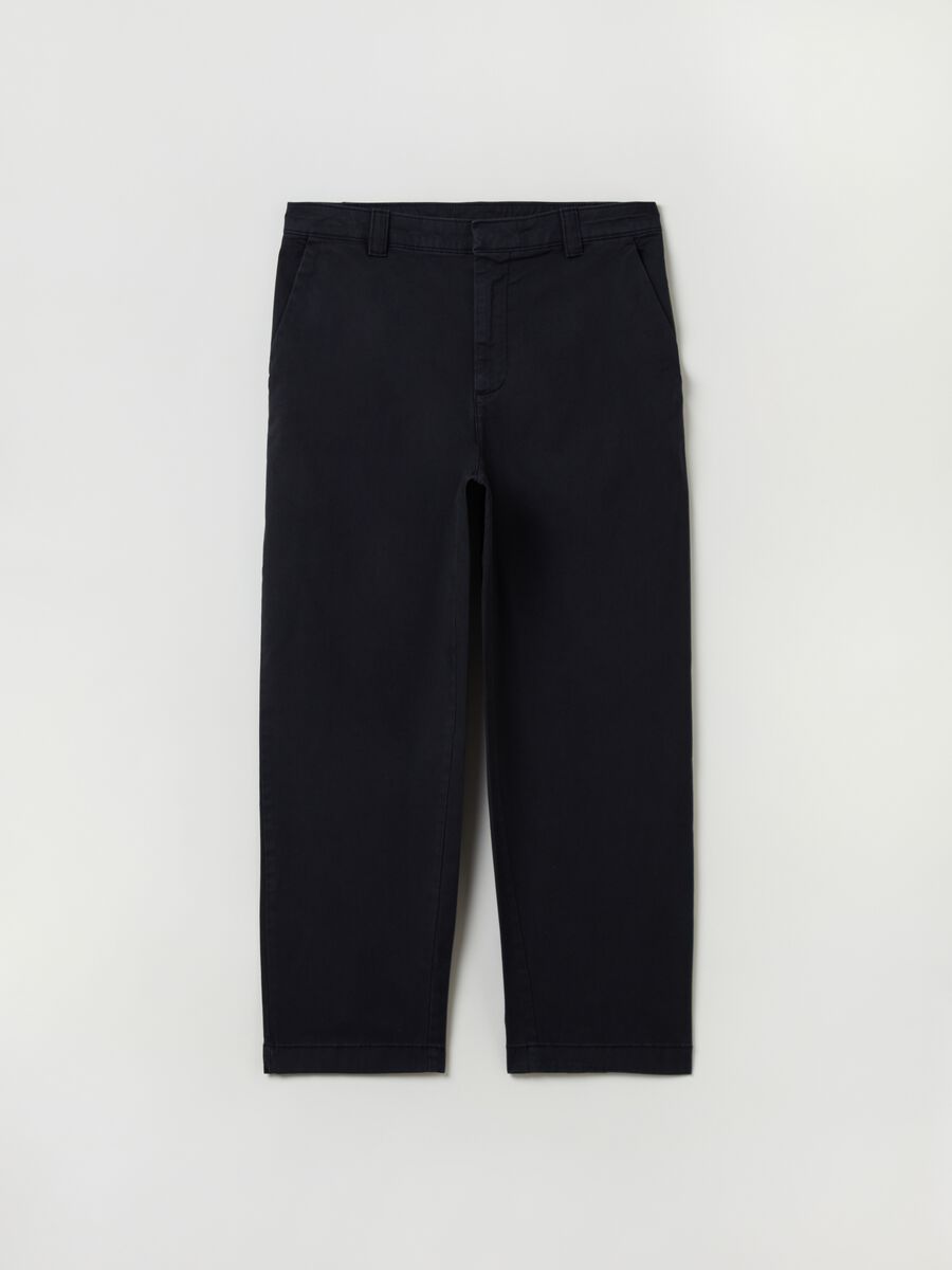 Pantaloni chino straight fit in cotone stretch_1
