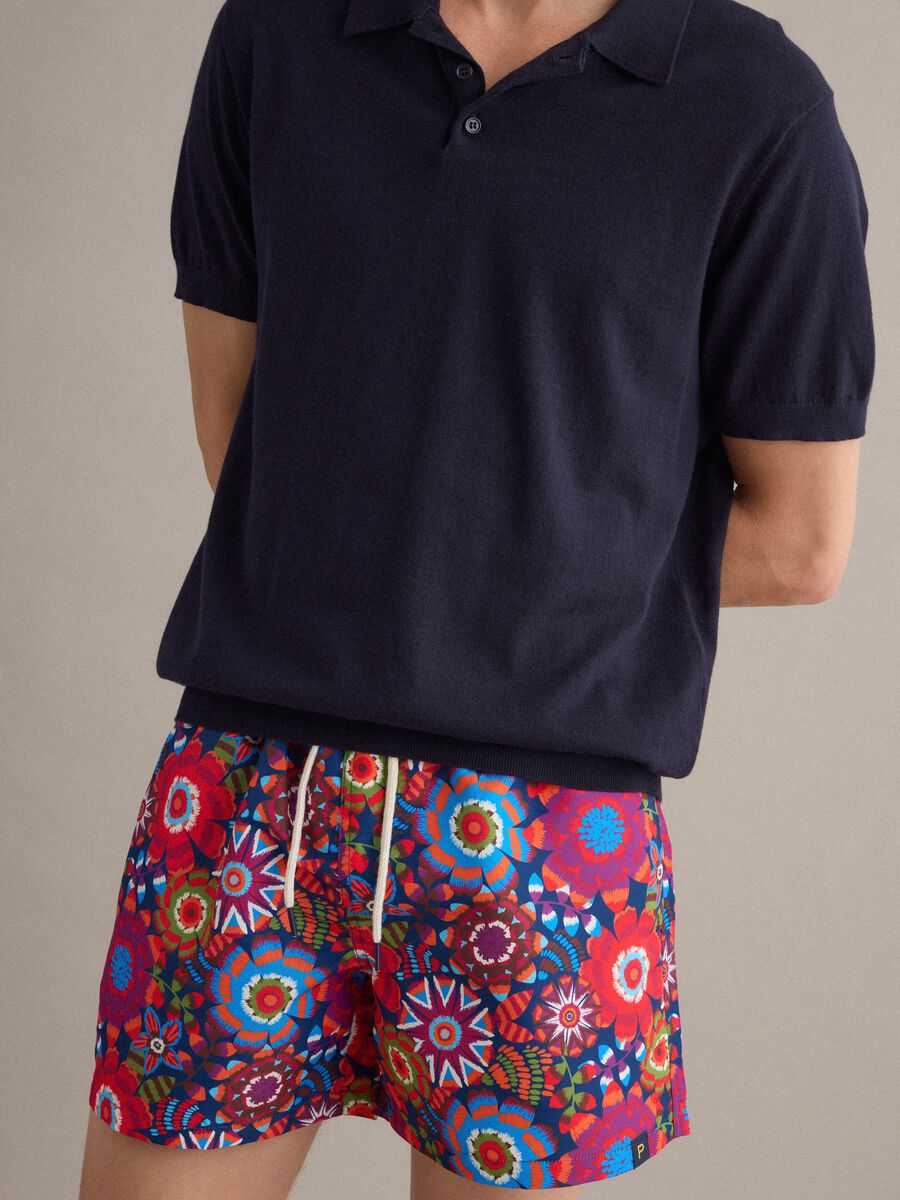 Boxer mare multicolor con fantasia floreale e coulisse_2