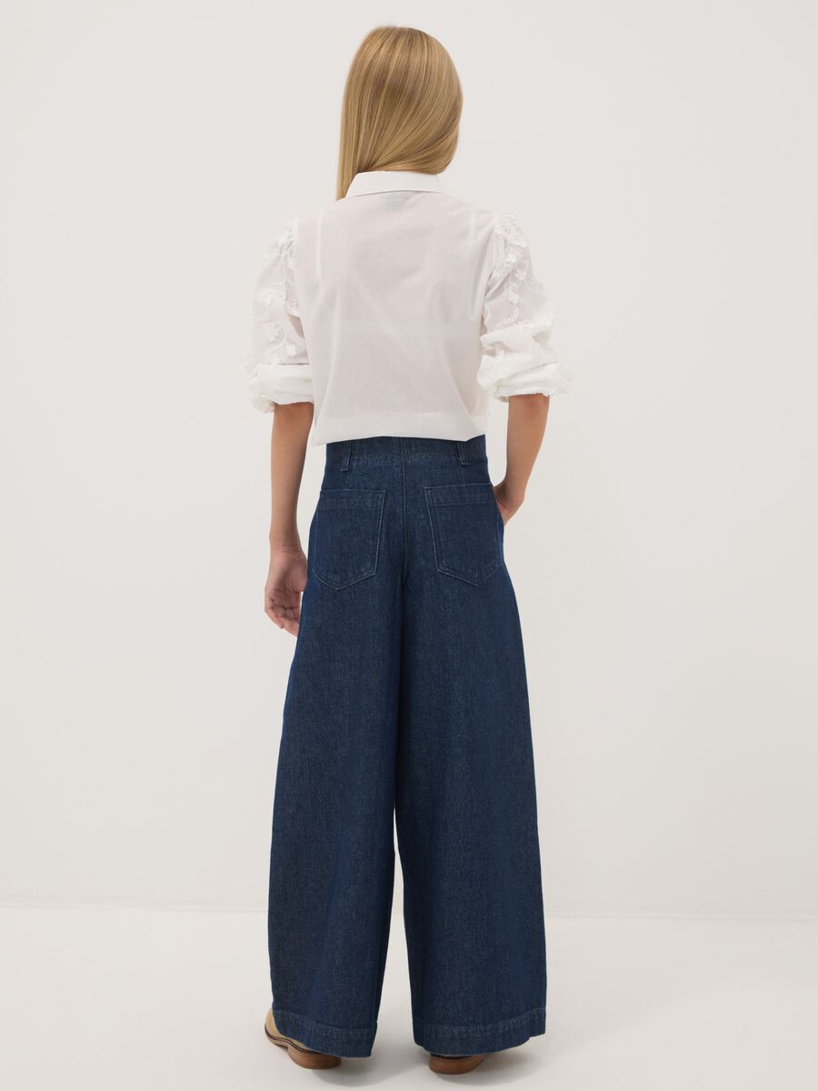 Jeans blu wide leg in puro cotone_2
