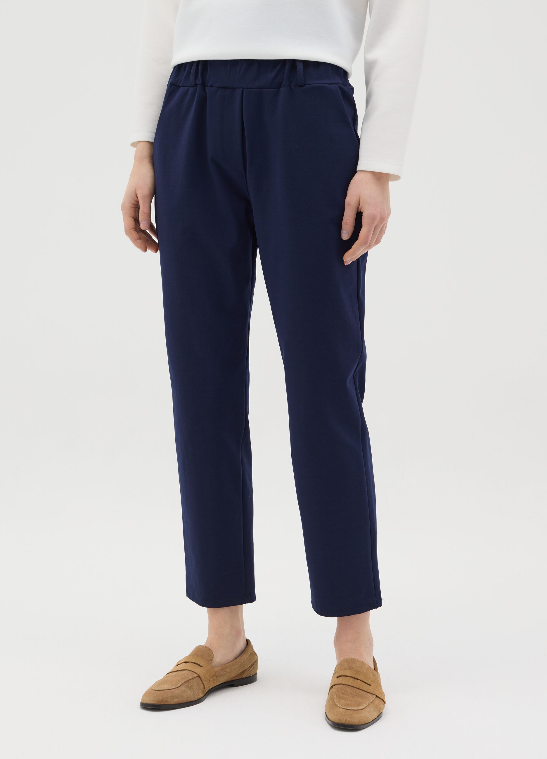 Blue regular-fit stretch trousers