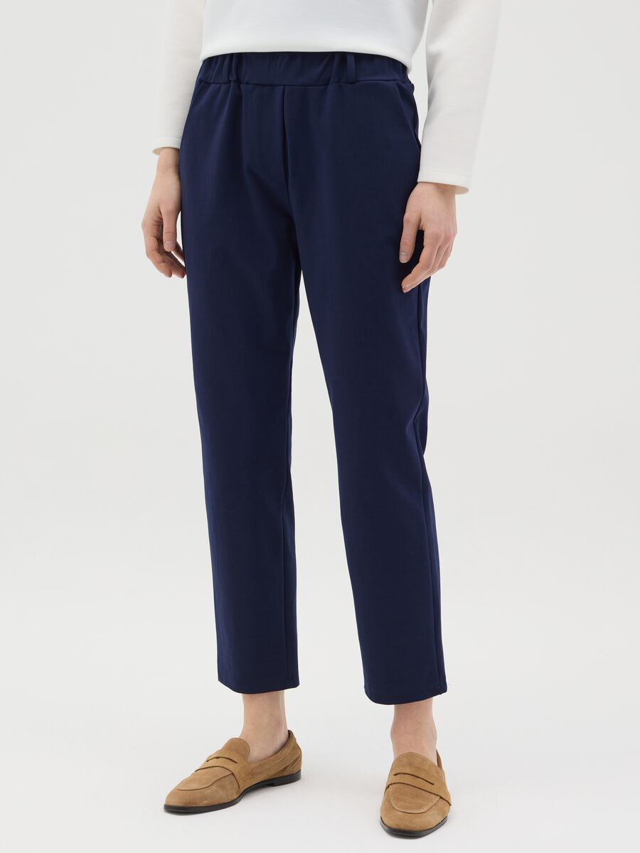 Blue regular-fit stretch trousers_1