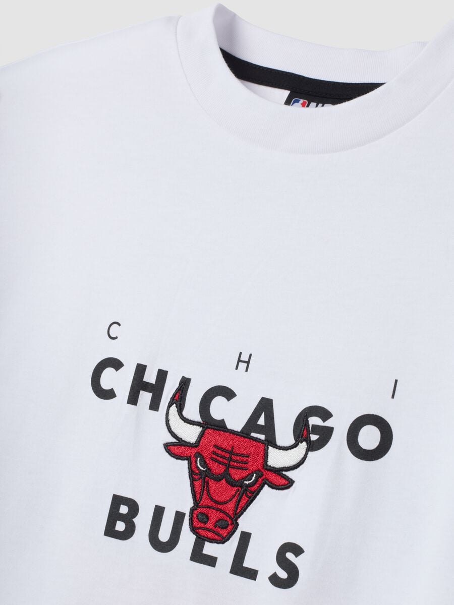 White pure cotton T-shirt with Chicago Bulls print_1