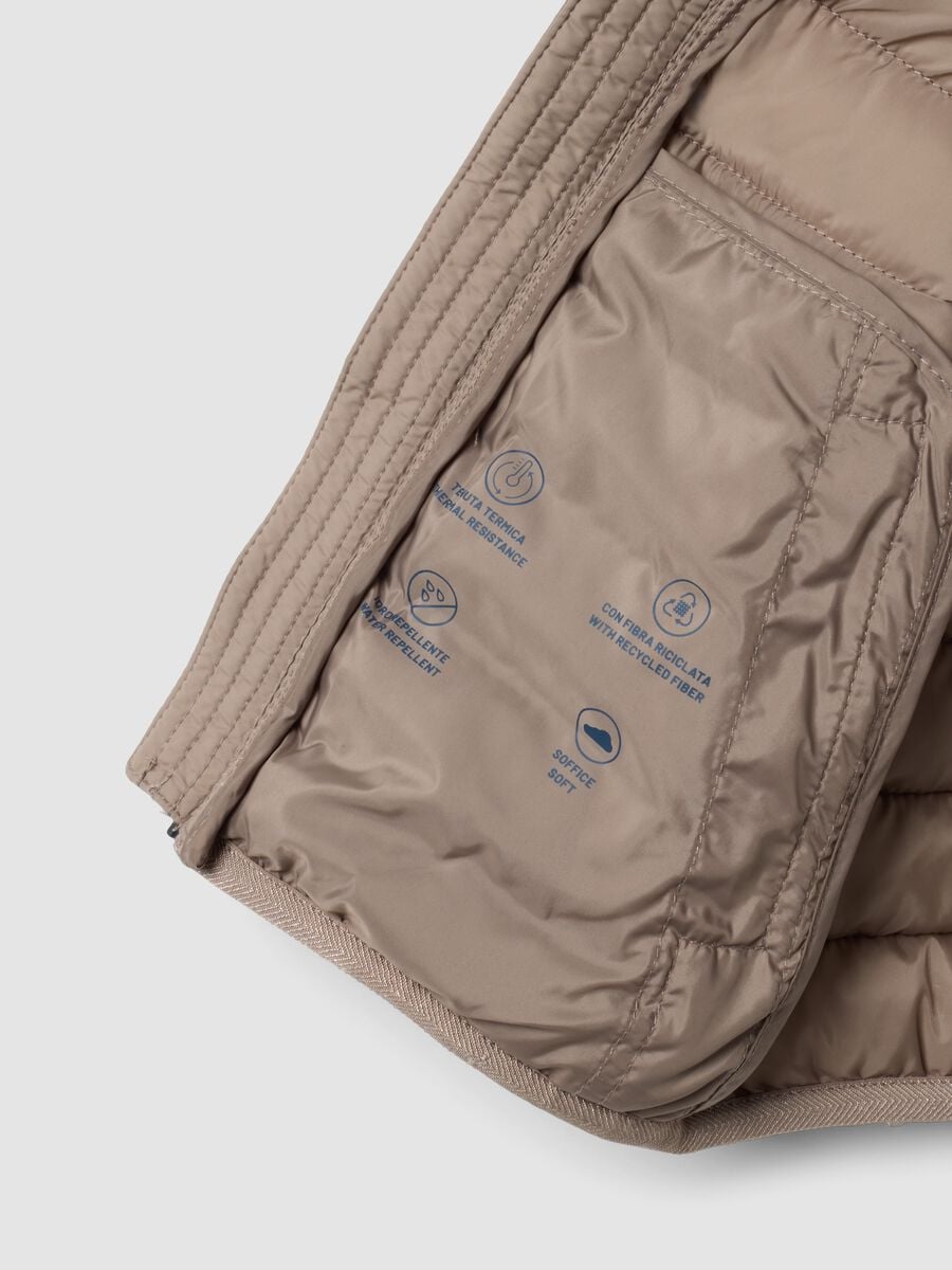 Beige ultralight quilted hooded jacket for boys_2