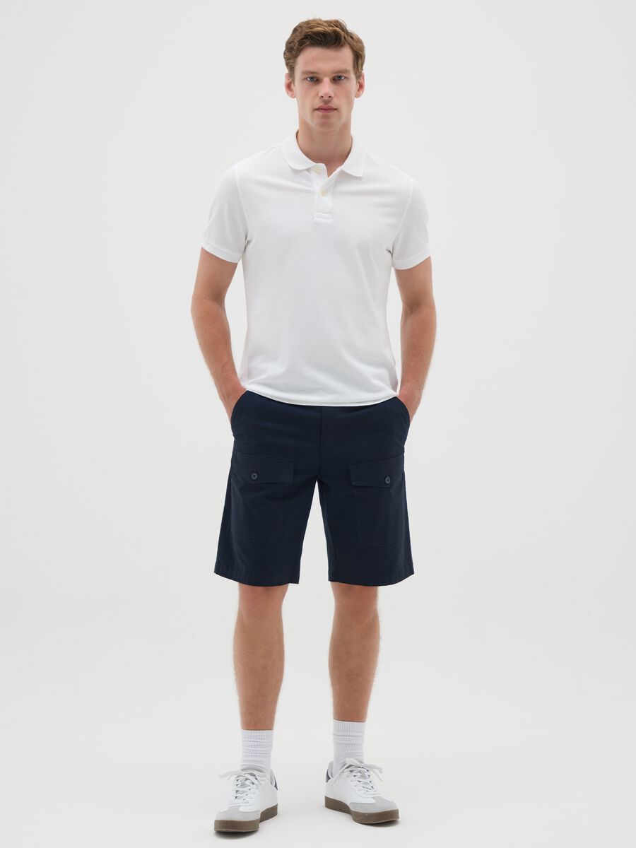 Men's blue cotton Bermuda shorts regular fit_0