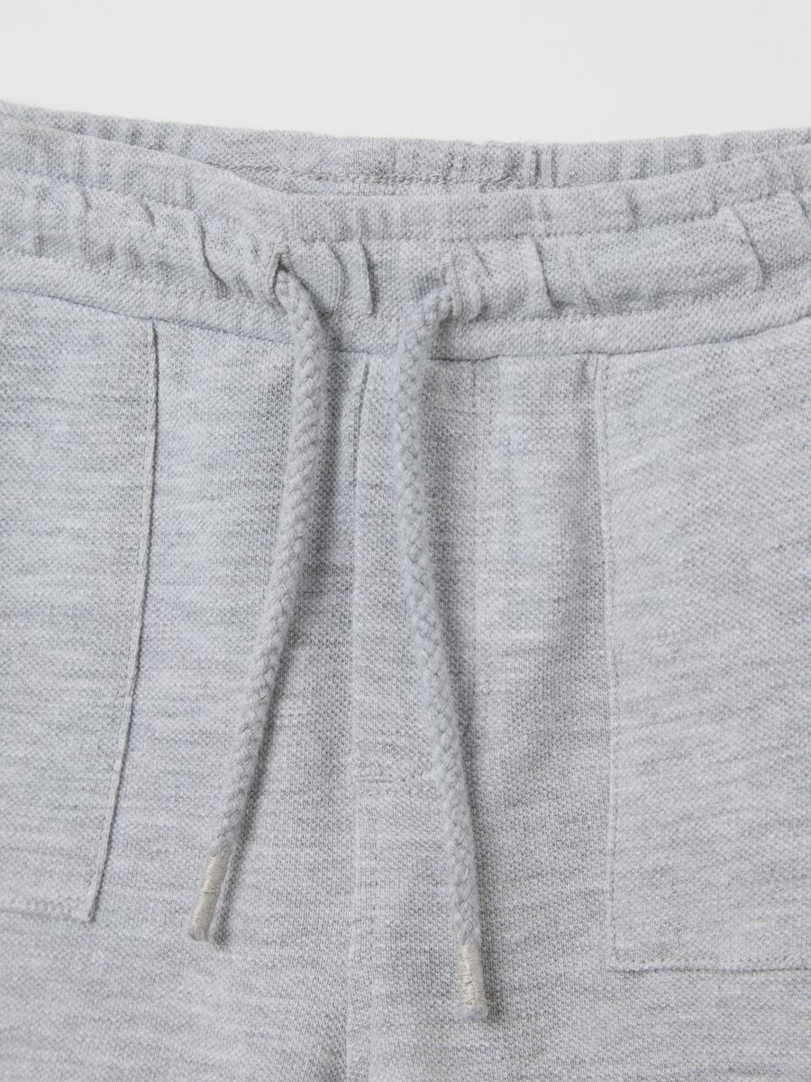 Grey shorts in cotton and viscose with drawstring_3