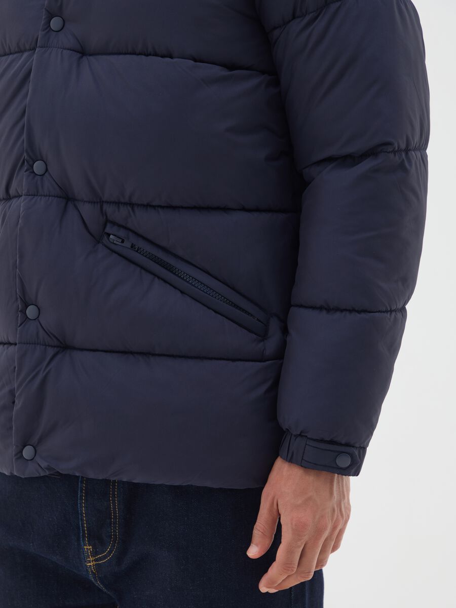 Blue padded jacket, regular fit with zip and buttons_3