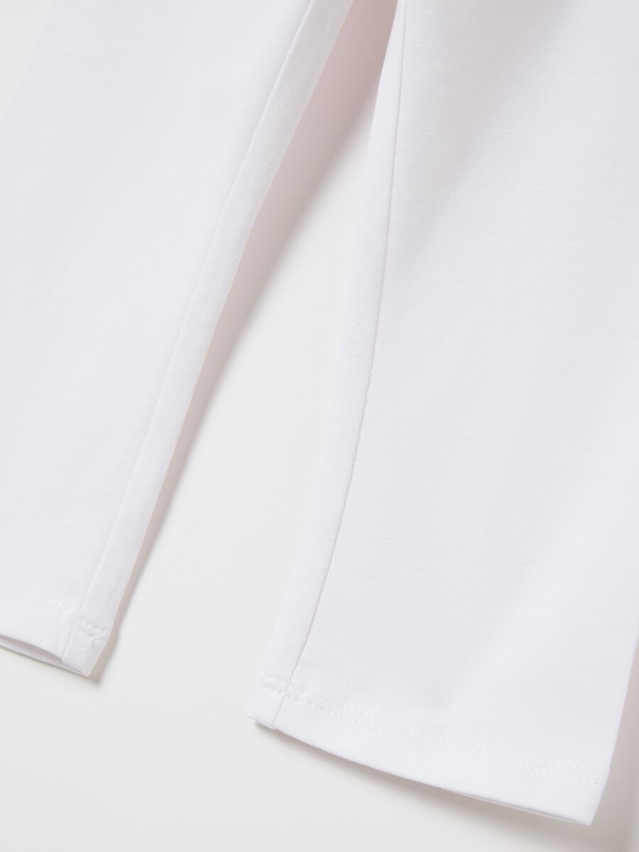 OVS Kids White Cotton Stretch Leggings_3