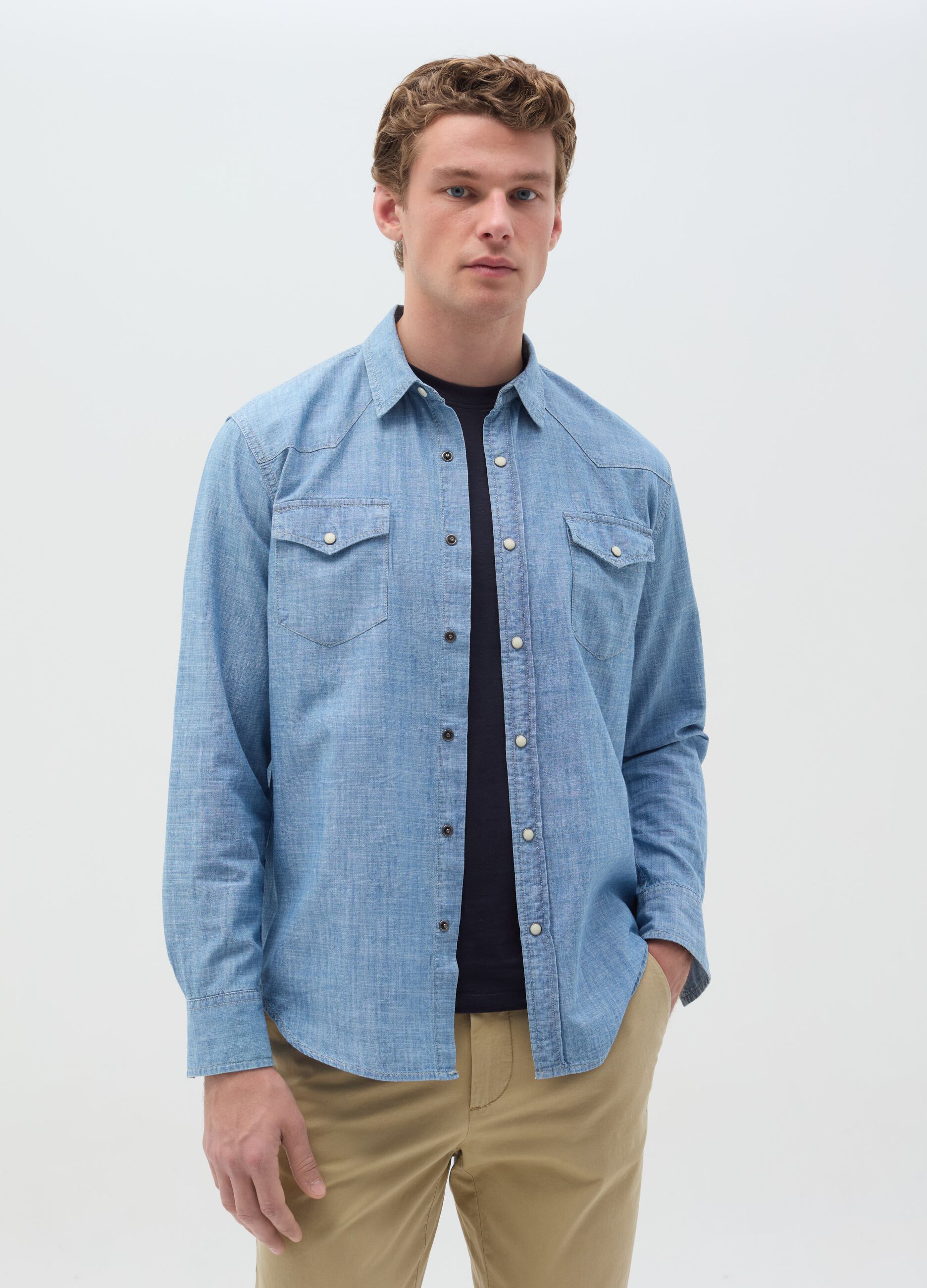Denim shirt with pockets