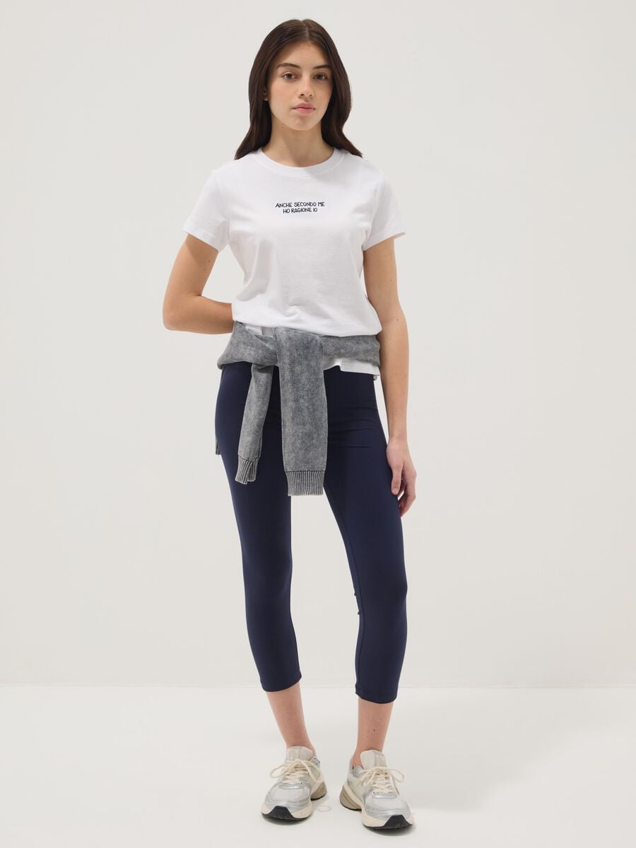 Leggings skinny in misto cotone blu da ragazza_0