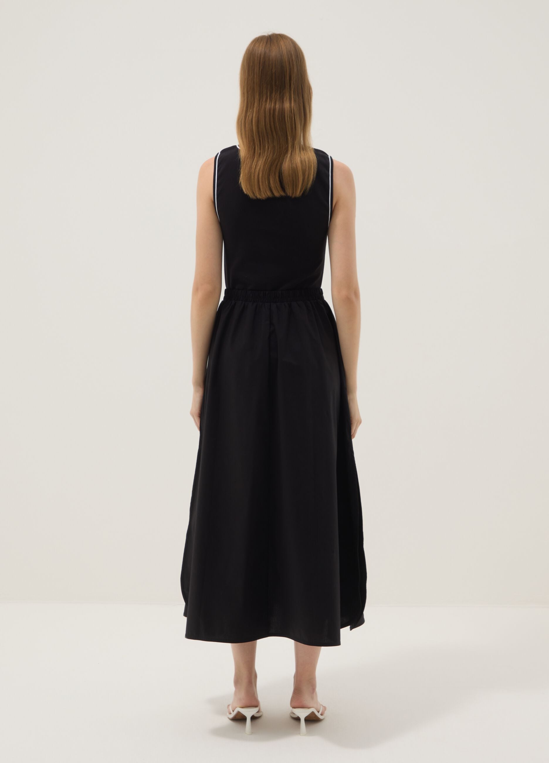 Brown midi dress in stretch cotton