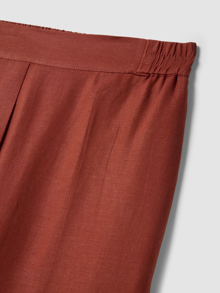 Pantaloni in misto lino e viscosa rossi wide leg_5