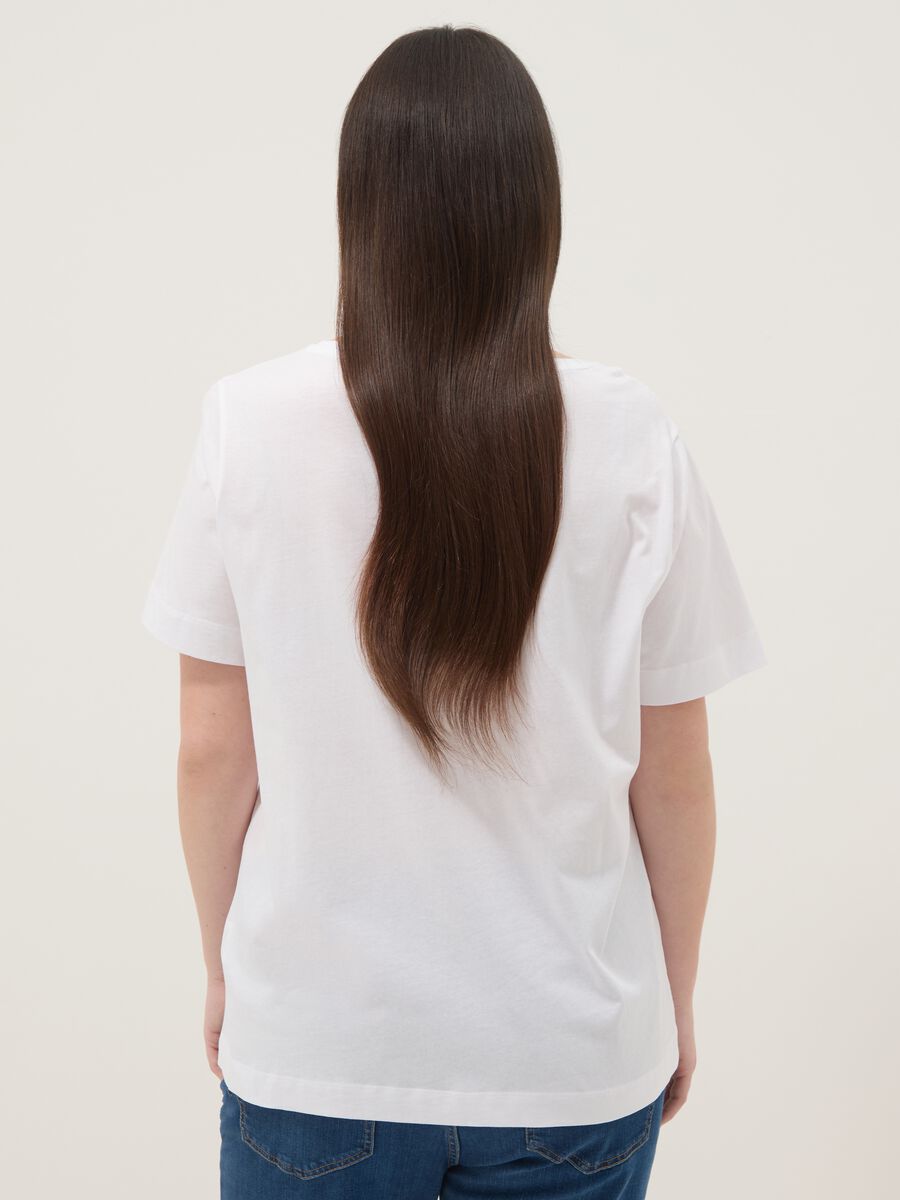White pure cotton T-shirt with printed design, regular fit_3