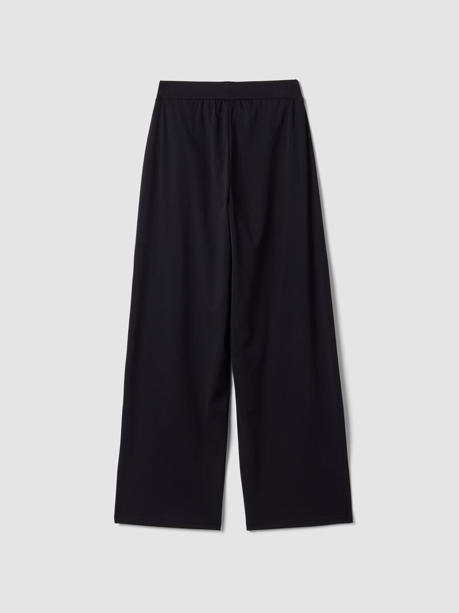 Pantaloni Easy Dry neri in tessuto elasticizzato wide leg ALTAVIA STUDIO_5