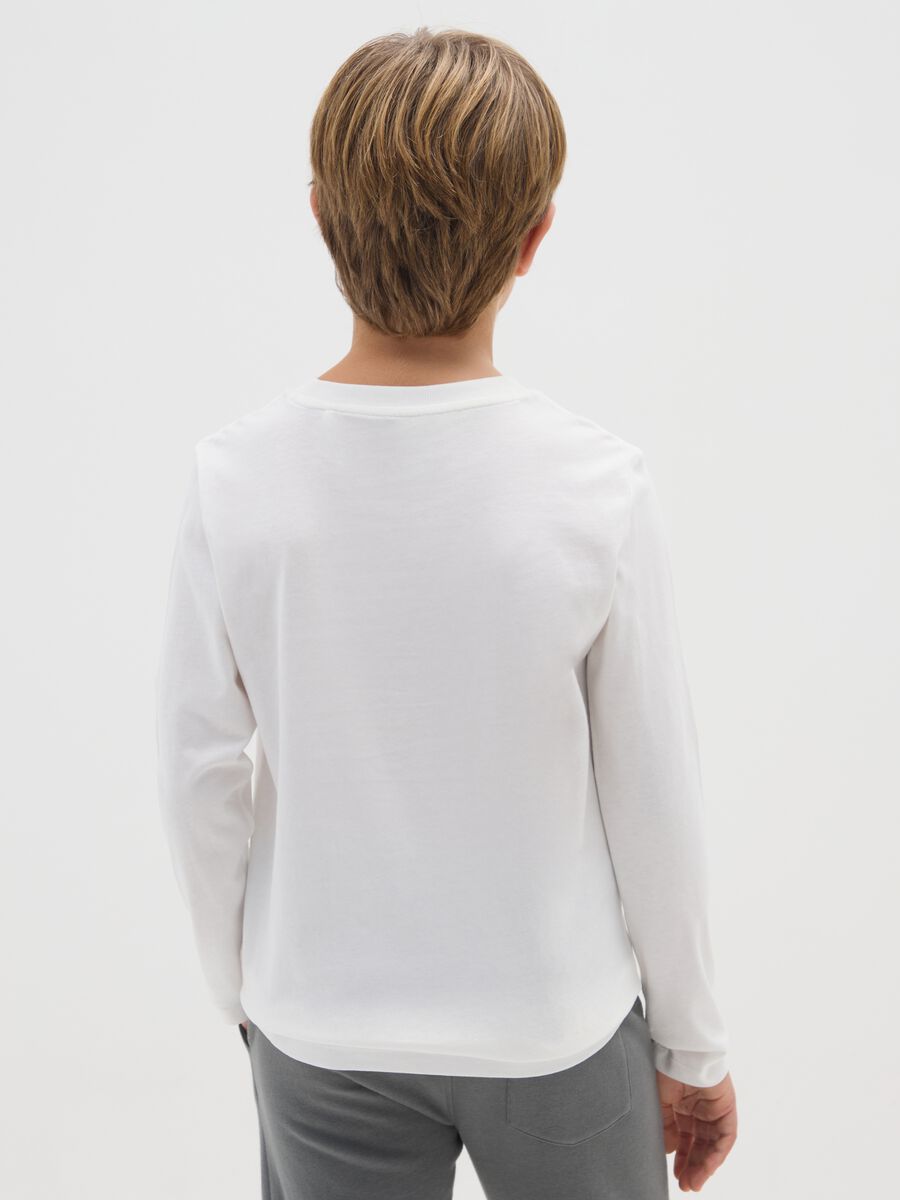 Maglietta da ragazzo in puro cotone bianca regular fit_1