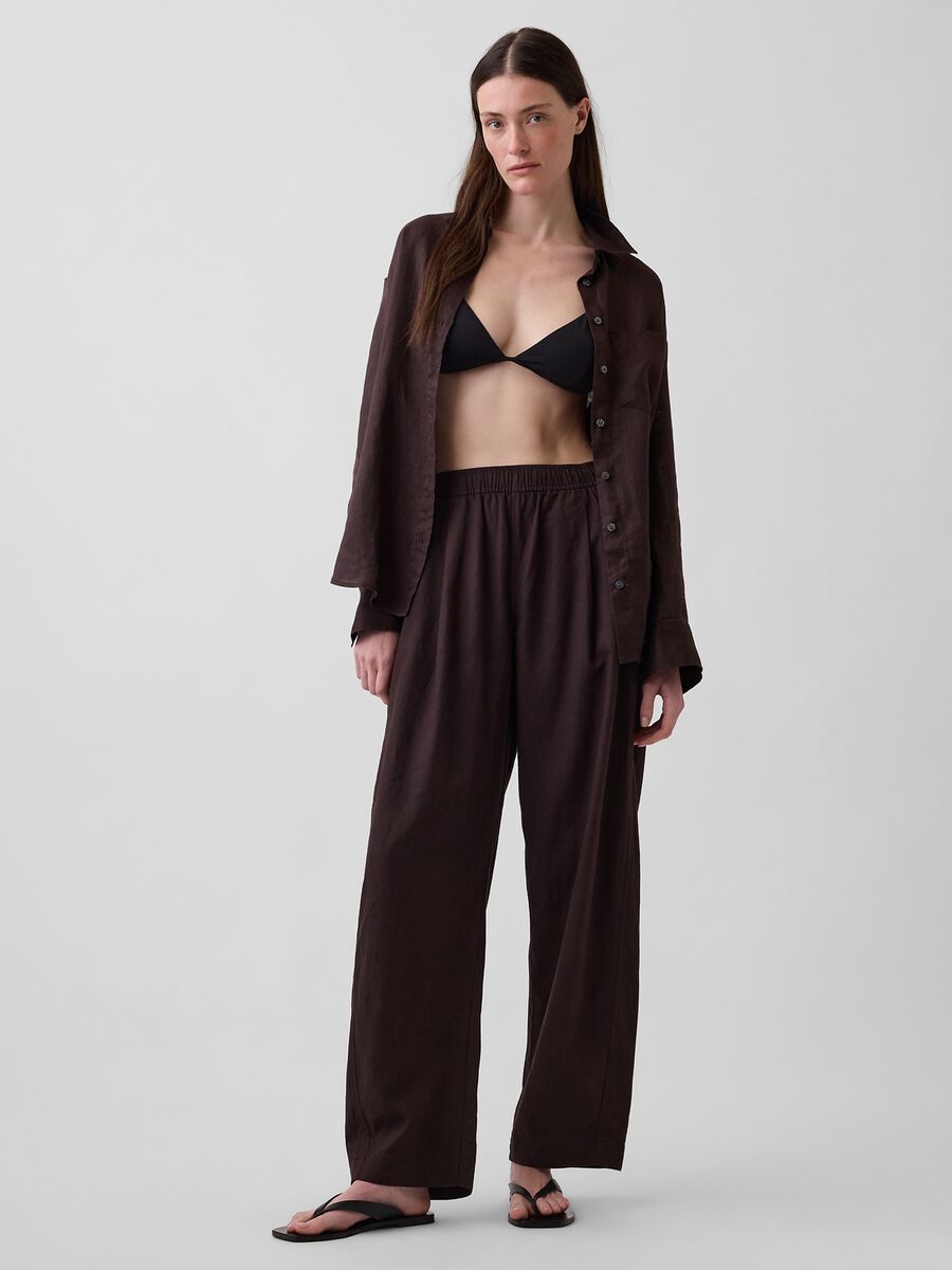 Linen-blend palazzo trousers_0
