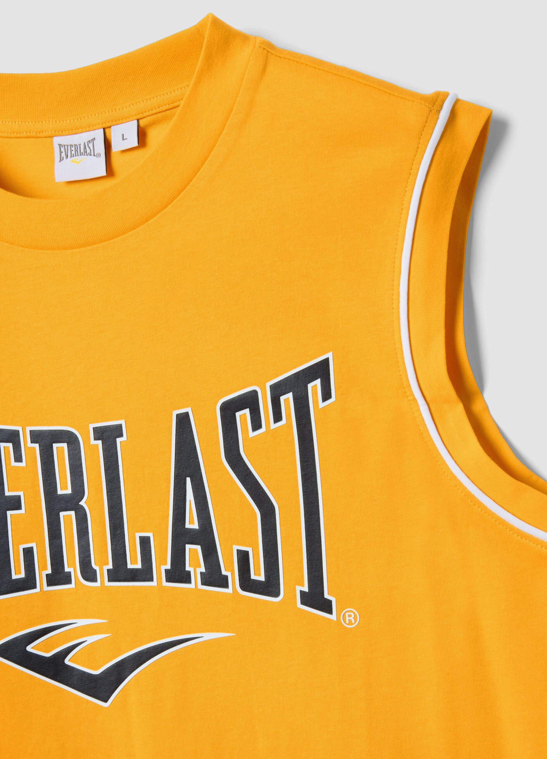Orange sleeveless vest in pure cotton with Everlast logo