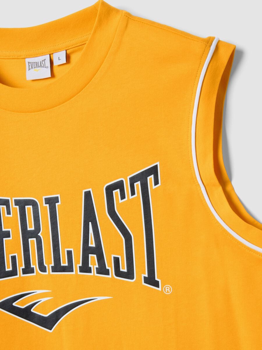 Orange sleeveless vest in pure cotton with Everlast logo_5